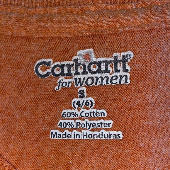 Carhart for Women Orange V-neck Soft Minimalist Pullover T-shirt 4789 - Picture 5 of 7